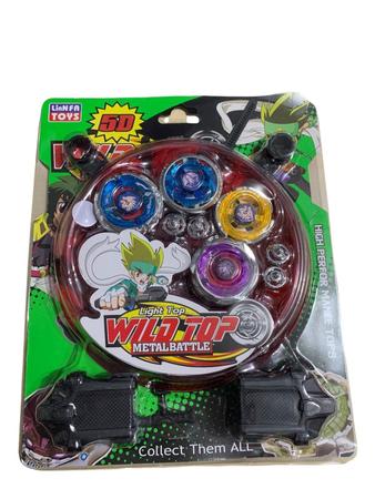 Kit Com 4 Peões Beyblade Metal + Lançador + Arena - Wild Top