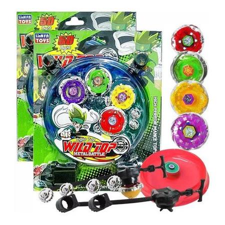 Kit 4 Beyblade Metal 5d + 2 Lançador + 1 Arena Brinquedo