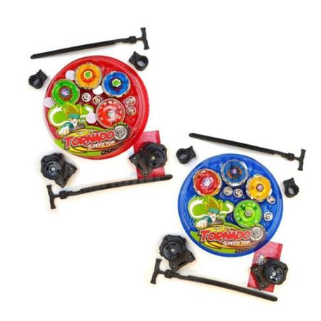 Batalha com 4 beyblade Metal a Led + 2 lançadores + Arena