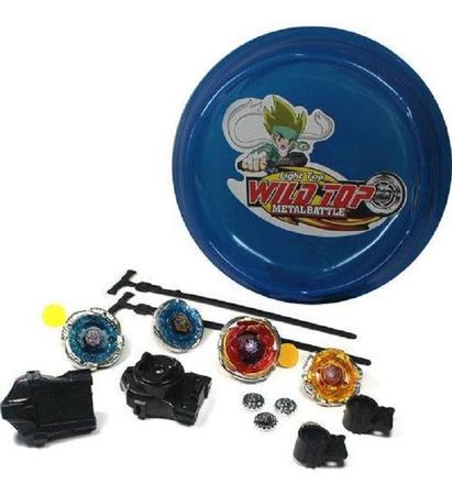 Imagem de Kit 4 Beyblade Metal Fusion Led Tornado + Arena + 2 Lançador