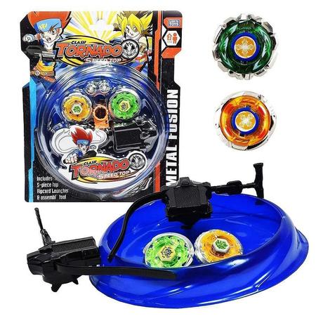 Kit com 4 peoes beyblade metal burst 2 lancadores 2 cordinha arena xun