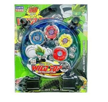 Batalha Beyblade Kit Com 4 Peões Mini Arena ul Ou Vermelha - Speed