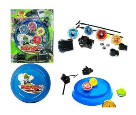 Batalha Beyblade Kit Com 4 Peões Mini Arena ul Ou Vermelha - Speed