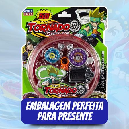 Kit 2 Pião Beyblade Metal Tornado Com Arena 2 Lançador