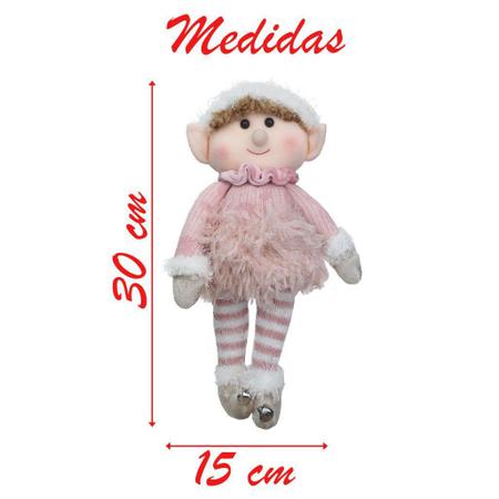 Imagem de Kit 4 Boneco Pendente Natal Duende Mamãe Noel Rosa 30cm