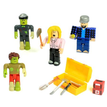 Kit 4 Bonecos Roblox Zumbi + Acessórios- Coleção Ataque Zumbi em