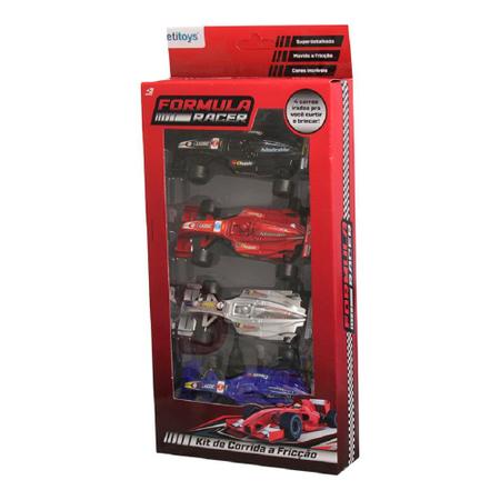 Kit 4 Carrinho Corrida Fórmula 1 Plástico Brinquedo Super F1