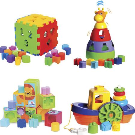 Imagem de Kit 4 Brinquedos De Atividades Para Bebê De 1 Ano