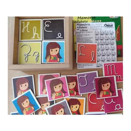 Imagem de Kit 4 Brinquedos Educativos em Libras Jogo Pedagógico Inclusivo MDF - Carlu - 3 anos