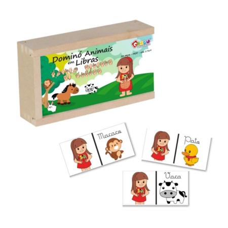 Imagem de Kit 4 Brinquedos Educativos em Libras Jogo Pedagógico Inclusivo MDF - Carlu - 3 anos