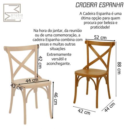 Imagem de Kit 4 Cadeira De Jantar Katrina X Espanha Madeira Maciça Assento Anatômico
