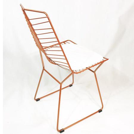 Imagem de Kit 4 Cadeiras Bertoia Retrô Cobre Assento Branco - Poltronas do Sul