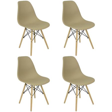 Imagem de Kit 4 Cadeiras Charles Eames Eiffel Wood Design - Bege