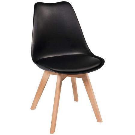 Imagem de Kit 4 Cadeiras Charles Eames Leda Design Wood Estofada Base Madeira  - Preta - CADEIRA PRÉ MONTADA