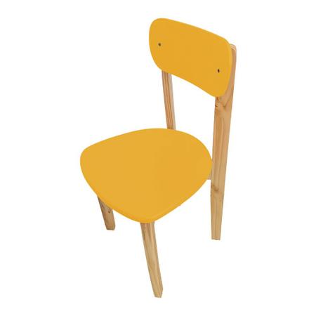 Imagem de Kit 4 Cadeiras Colorê Infantil Assento e Encosto Amarelo Base em Madeira Maciça Pinus