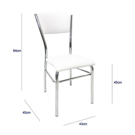 Imagem de Kit 4 Cadeiras de COZINHA com reforço cromada assento e encosto branco - Poltronas do Sul