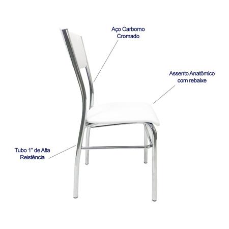 Imagem de Kit 4 Cadeiras de COZINHA com reforço cromada assento e encosto branco - Poltronas do Sul