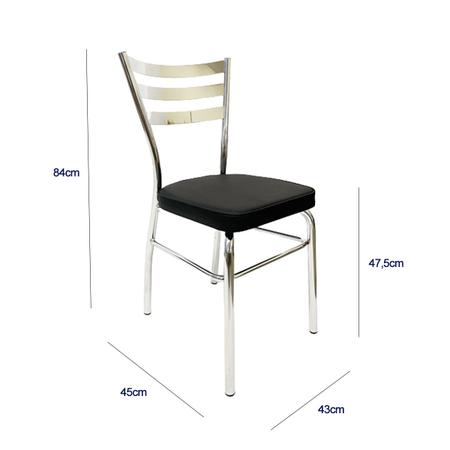 Imagem de Kit 4 Cadeiras de COZINHA com reforço cromada assento grosso preto