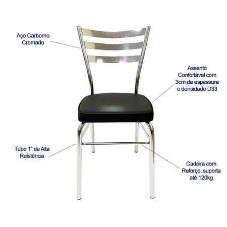 Imagem de Kit 4 Cadeiras de COZINHA com reforço cromada assento grosso preto