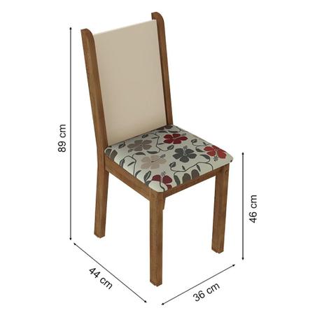Imagem de Kit 4 Cadeiras de Jantar 4291 Madesa Rustic/Crema/Hibiscos