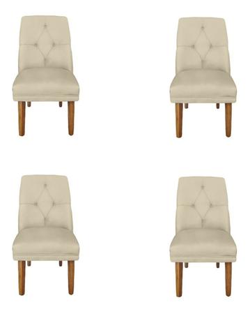 Kit 4 Cadeiras De Jantar Helena Suede Bege - Dominic Decor Imagem de Kit 4 Cadeiras De Jantar Helena Suede Bege - Dominic Decor