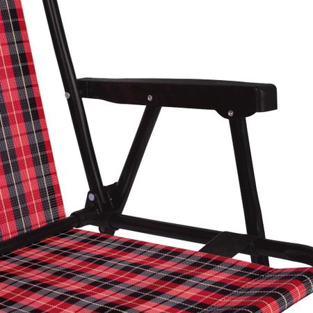 Imagem de Kit 4 Cadeiras de Praia Xadrez + Guarda Sol 2 M de Bagum/ Aluminio Manivela