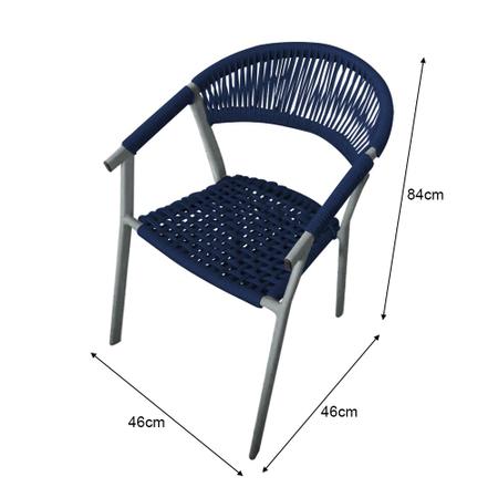 Imagem de Kit 4 Cadeiras Decorativa Joana em Corda Náutica e Base em Alumínio Cinza /azul Marinho