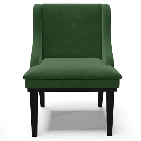 Imagem de Kit 4 Cadeiras Decorativas Sala de Jantar Base Fixa de Madeira Firenze Suede Verde Esmeralda/Preto G19 - Gran Belo