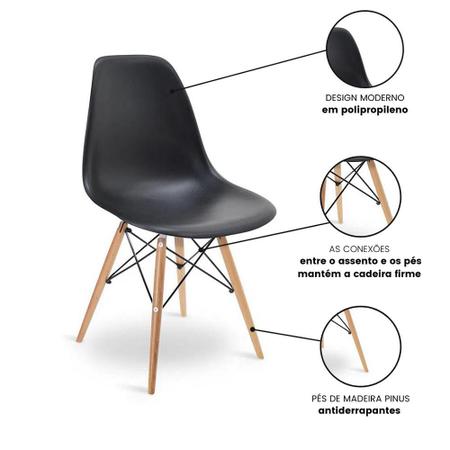 Imagem de Kit 4 Cadeiras Design Eiffel Eames Wood Jantar Preta