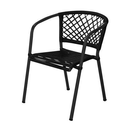 Imagem de Kit 4 Cadeiras em Corda Náutica Preta e Alumínio Preto Florence para Área Externa 