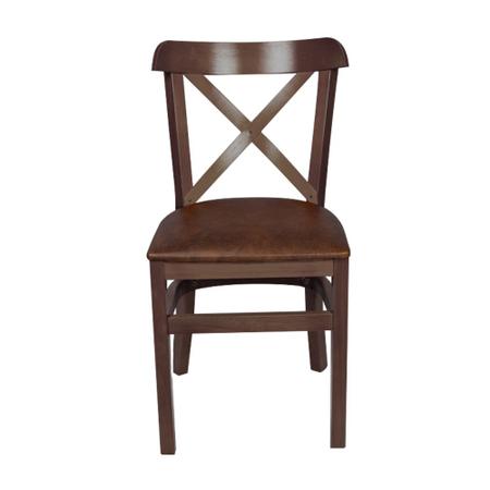 Imagem de Kit 4 Cadeiras Fixas Merlim Imbuia em Madeira Maciça Estofadas Marrom para Área Gourmet 