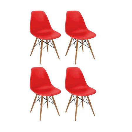 Imagem de Kit 4 Cadeiras Flórida Vermelha Polipropileno Fratini