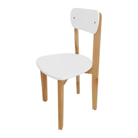 Imagem de Kit 4 Cadeiras Infantil para Restaurante Colorê Assento Branco Pés em Madeira Maciça Natural