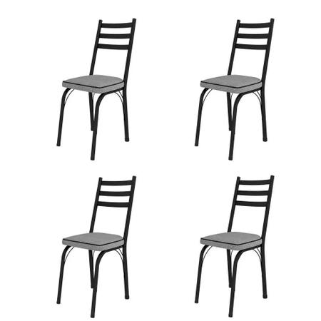 Imagem de Kit 4 Cadeiras para Cozinha Cadeiras 141 Preto Fosco Assento Platina - OG Móveis