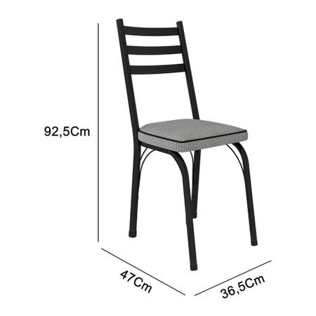 Imagem de Kit 4 Cadeiras para Cozinha Cadeiras 141 Preto Fosco Assento Platina - OG Móveis