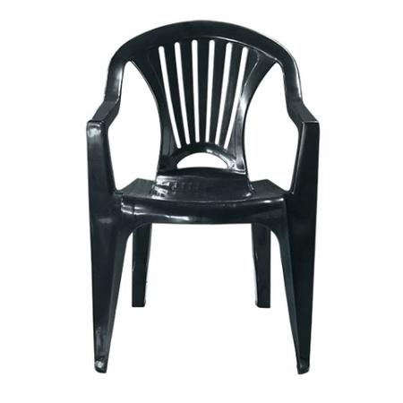 Imagem de Kit 4 Cadeiras Pretas em Plastico Ate 156 Kg + Mesa Desmontavel Quadrada 82 Cm