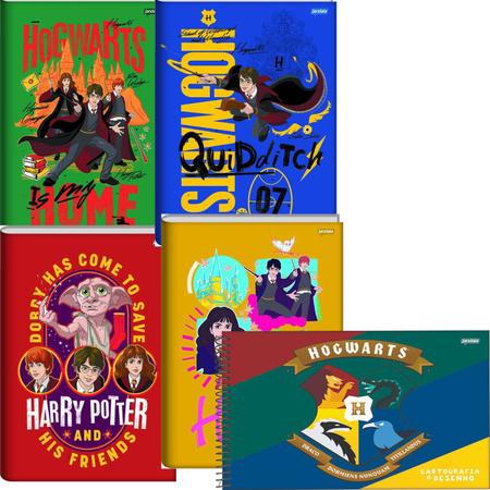 Imagem de Kit 4 Cadernos Brochurão Harry Potter + 1 De Desenho Jandaia