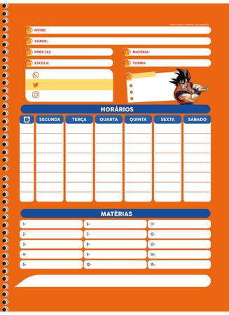 Kit 4 Cadernos Goku Dragon Ball Super Espiral Universitário Cor