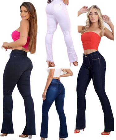 kit 4 Calça Flare Feminina Jeans Cintura Alta Levanta Bumbum Calça Jeans  com licra - Kaena - Calça Jeans Feminina - Magazine Luiza