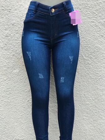 Imagem de kit 4 Calças Jeans Feminina Skinny Cós Alto que empina Hot Pants Cintura Alta Com Lycra Strech