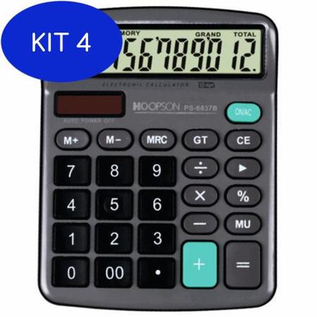 Imagem de Kit 4 Calculadora De Mesa Ps-6837B Hoopson
