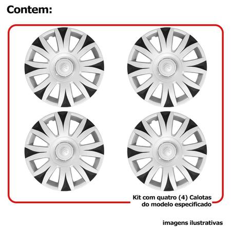 Imagem de Kit 4 Calota Esportiva Citroen C3 Aro 15 Cinza Preto 169Ar