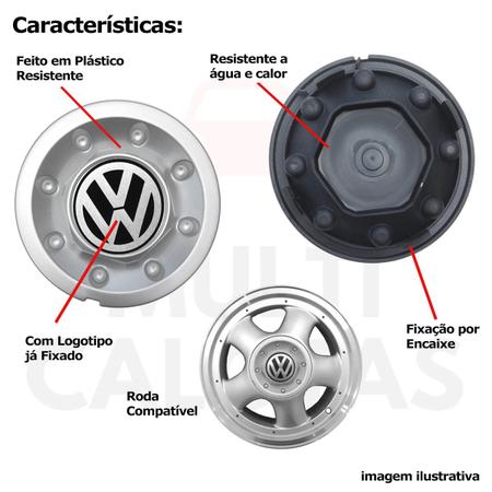 Imagem de Kit 4 Calota Miolo Centro Roda Polo Classic 1997 a 2002 Emb