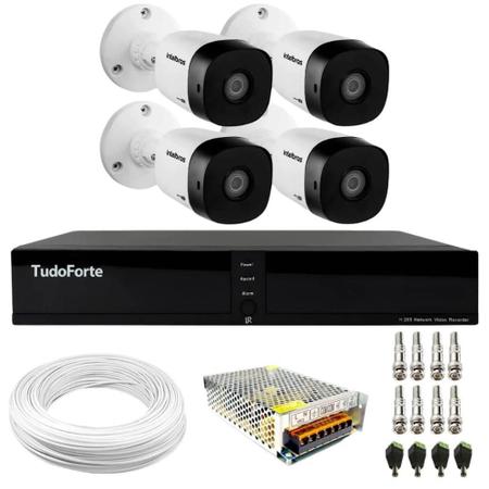 Imagem de Kit 4 Câmeras Intelbras VHD 1230 B Full HD 1080p Bullet Visão Noturna de 30 metros IP67 + Dvr Tudo Forte TFHDX 3304 4 Canais Com App Xmeye