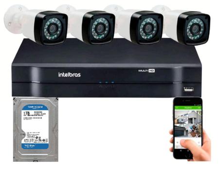 Imagem de Kit 4 Câmeras Segurança 720p Hd Dvr Full Hd Intelbras 4ch c/Hd 1Tb