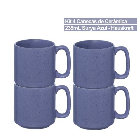 Imagem de Kit 4 Caneca De Cerâmica Moderna 235ml C/ Alça Para Café Chá Decoração