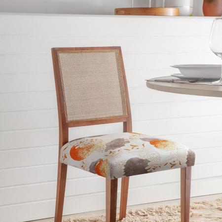 Imagem de Kit 4 Capas Assento Cadeira Jantar Mesa Cozinha Protetora Estampada Elasticada Ajustável Fecho Fivela