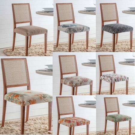 Imagem de KIT 4 Capas Assento Decorativa Para Cadeira Malha Estampada Elegante Confortável Decorativa Sala Jantar Com Fivela Ajustável