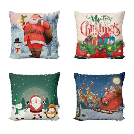 Imagem de Kit 4 Capas De Almofadas De Natal Decoração Para Sofá 40X40