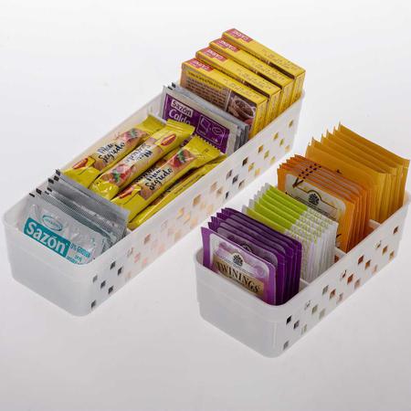 Imagem de Kit 4 cestinhas organizadoras com divisórias caixa organizer multiuso para closet make sachê cozinha